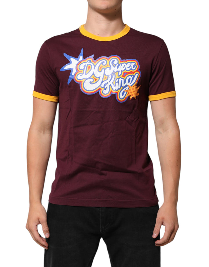 Dolce &amp; Gabbana Sample Sale Dolce &amp; Gabbana Burgundy Cotton DG Super King Logo T-Shirt - | Designer outlet
