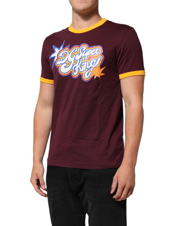 Dolce &amp; Gabbana Sample Sale Dolce &amp; Gabbana Burgundy Cotton DG Super King Logo T-Shirt - | Designer outlet