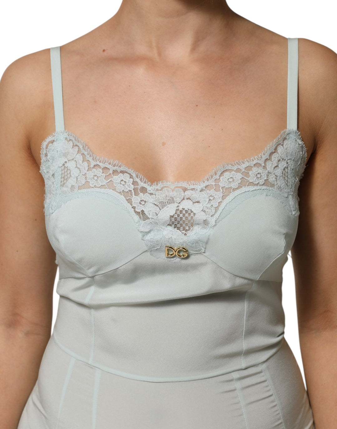 dolce and gabbana light blue lace dress Dolce&Gabbana, Cotton-blend lace cocktail dress, Women, Blue, US 14, Dresses