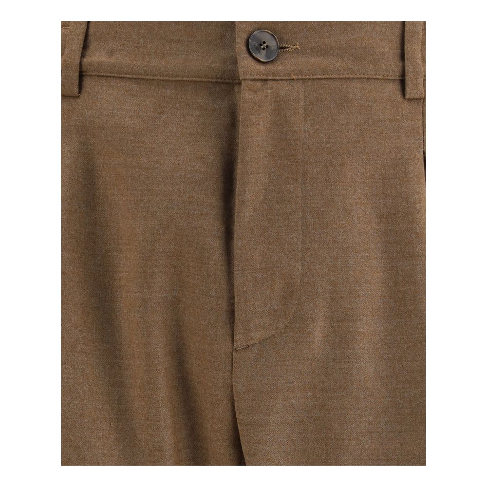 Cruna Brown Fleece Wool Casual Pants
