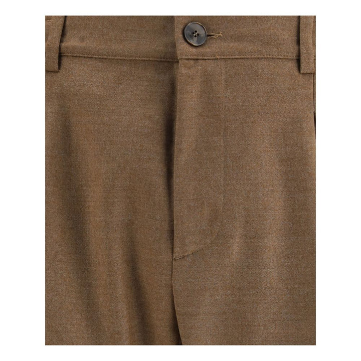 Cruna Brown Fleece Wool Casual Pants