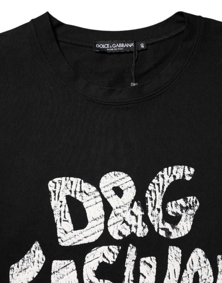 Dolce & Gabbana Black Cotton Sleeveless DG Fashion Top