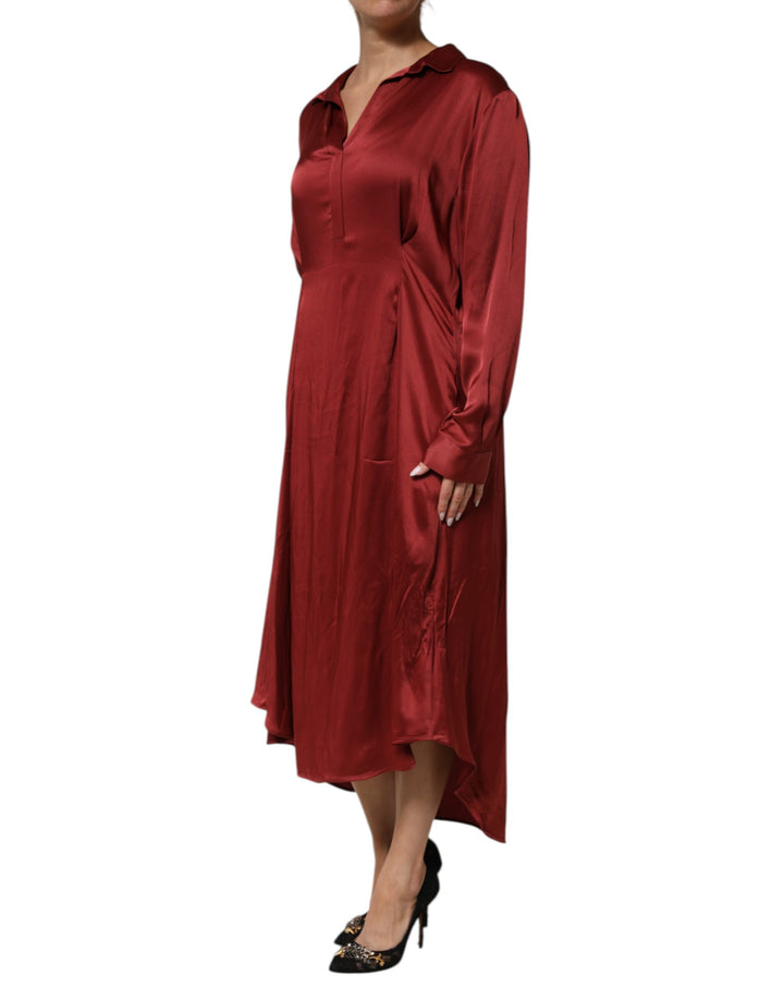 Fabiana Filippi Burgundy Acetate Viscose Satin Long Dress by Fabiana Filippi outlet now on sale