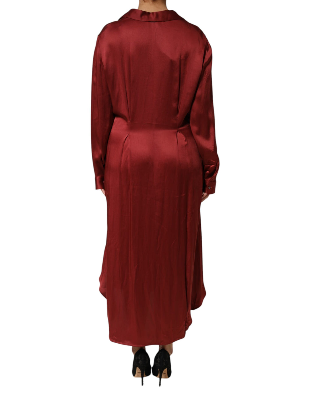 Fabiana Filippi Burgundy Acetate Viscose Satin Long Dress by Fabiana Filippi outlet now on sale