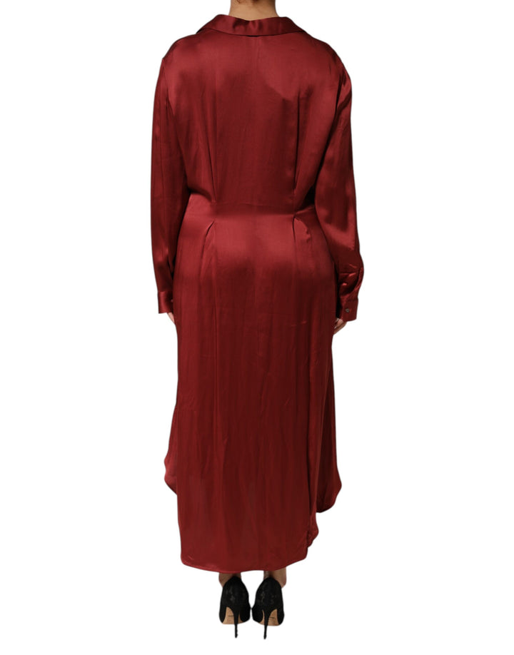Fabiana Filippi Burgundy Acetate Viscose Satin Long Dress by Fabiana Filippi outlet now on sale