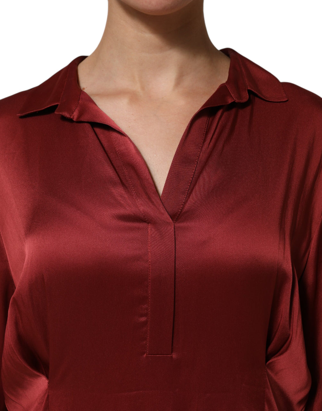Fabiana Filippi Burgundy Acetate Viscose Satin Long Dress by Fabiana Filippi outlet now on sale