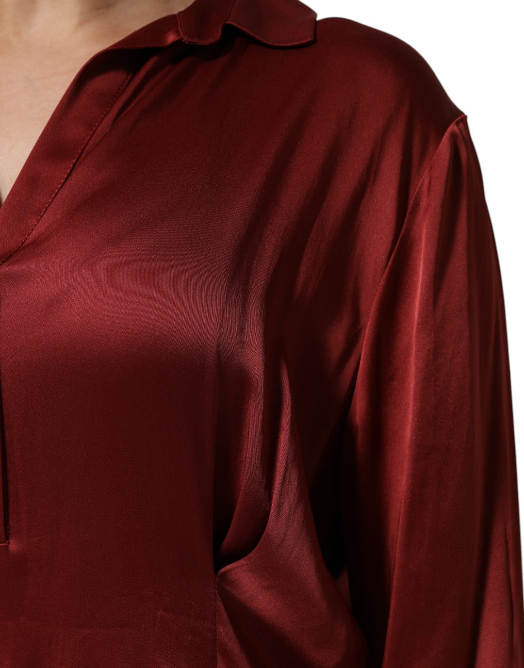 Fabiana Filippi Burgundy Acetate Viscose Satin Long Dress by Fabiana Filippi outlet now on sale