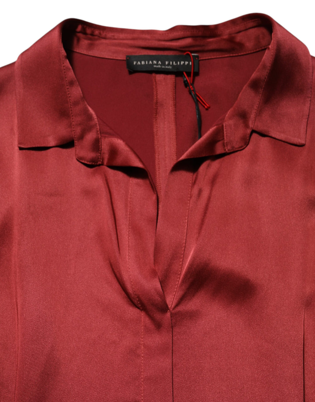 Fabiana Filippi Burgundy Acetate Viscose Satin Long Dress by Fabiana Filippi outlet now on sale