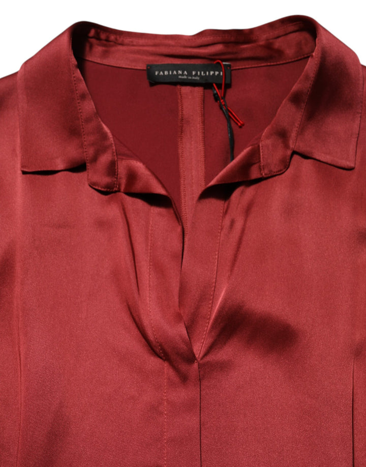 Fabiana Filippi Burgundy Acetate Viscose Satin Long Dress by Fabiana Filippi outlet now on sale