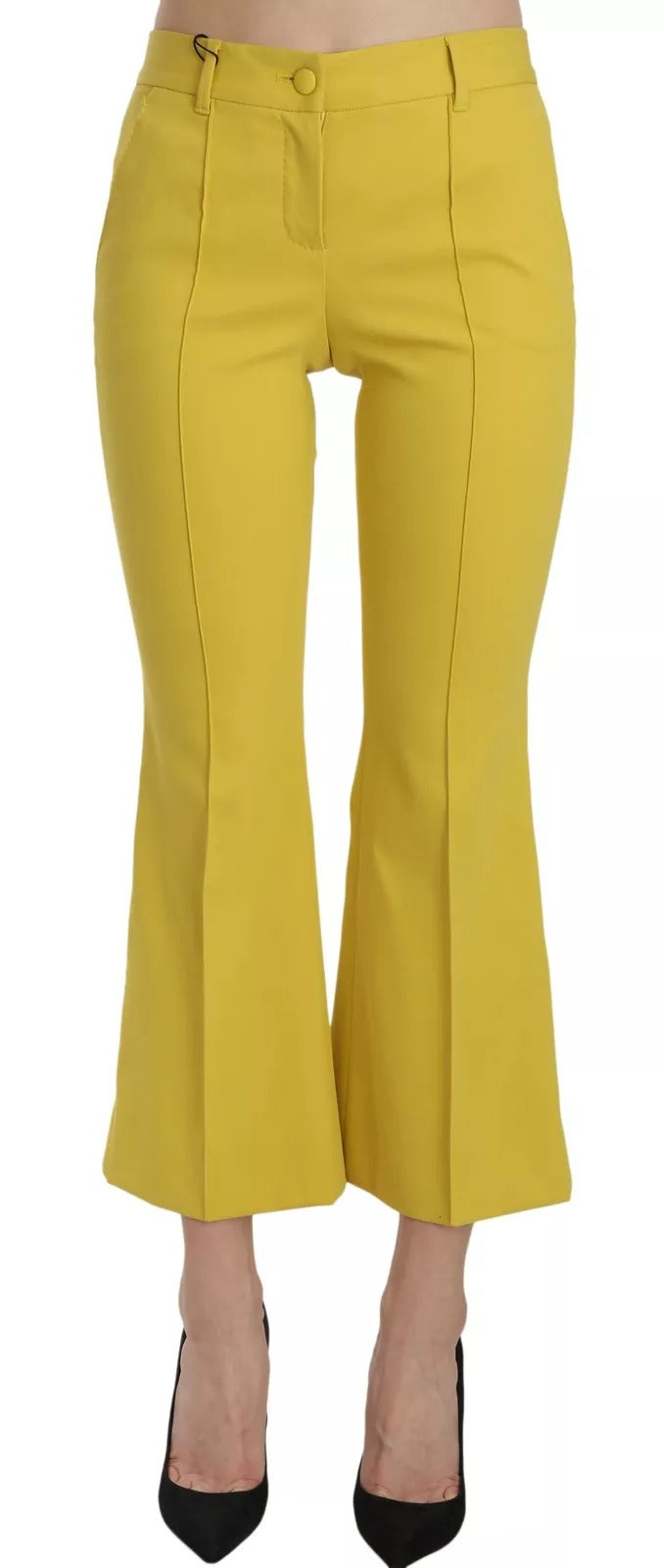 Dolce &amp; Gabbana Sample Sale Dolce &amp; Gabbana Yellow Flared Bootcut Capri Cotton Pants - | Designer outlet