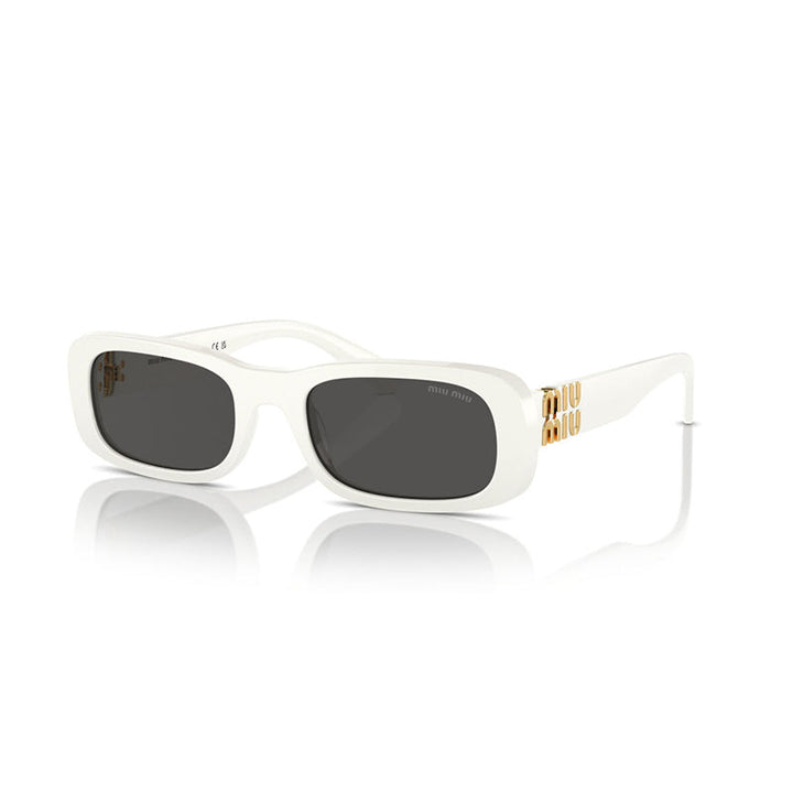Miu Miu Sunglasses Rectangle Full Rim, White Ivory Frame and Dark Grey Lens MU08ZS1425S0