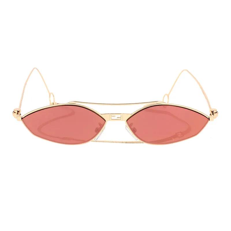 Fendi Sample Sale | Fendi Sunglasses Cat Eye Full Rim, Red Gold with Golden Chain Frame and Bordeaux with Rose Mirror Lens FE40114U-Y33U - Sunglasses | Designer outlet