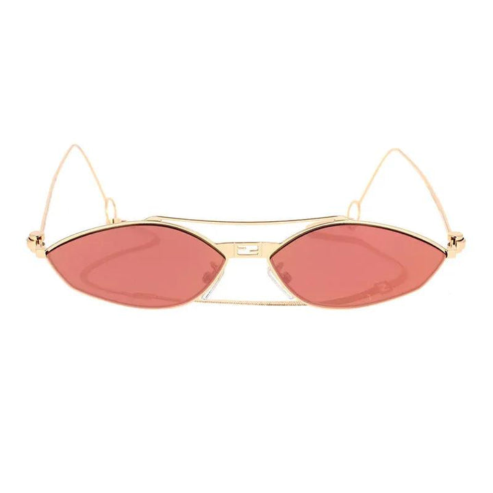 Fendi Sample Sale | Fendi Sunglasses Cat Eye Full Rim, Red Gold with Golden Chain Frame and Bordeaux with Rose Mirror Lens FE40114U-Y33U - Sunglasses | Designer outlet