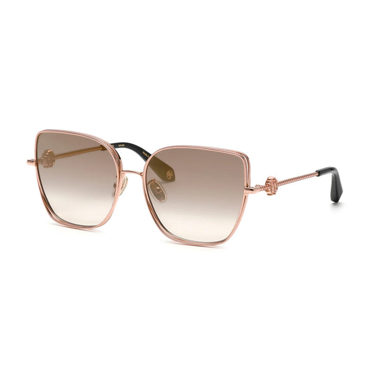 Roberto Cavalli Sunglasses Butterfly Full Rim, Shiny Copper Gold Frame And Light Brown Gradient Lens