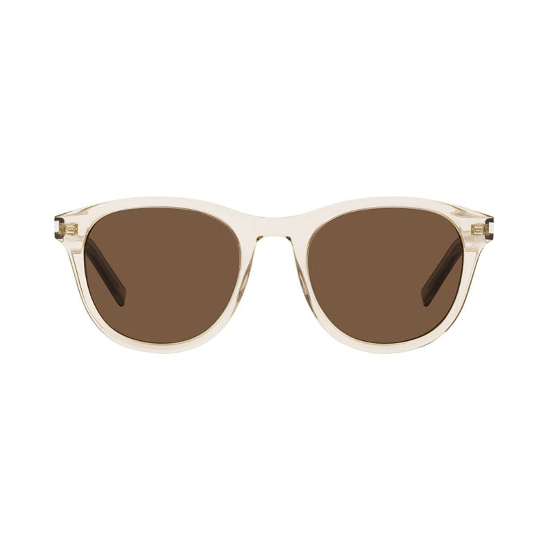 Saint Laurent Sunglasses Square Full Rim, Transparent Yellow Frame and Brown Lens SL401008