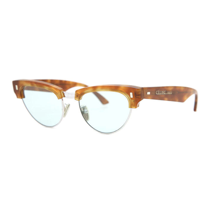 Celine Browline Full Rim, with a Light Havana frame and Blue lens.