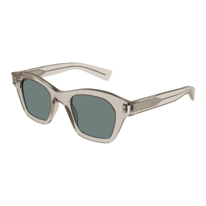 Saint Laurent Sunglasses Square Full Rim, Transparent Beige Frame and Green Lens SL592005