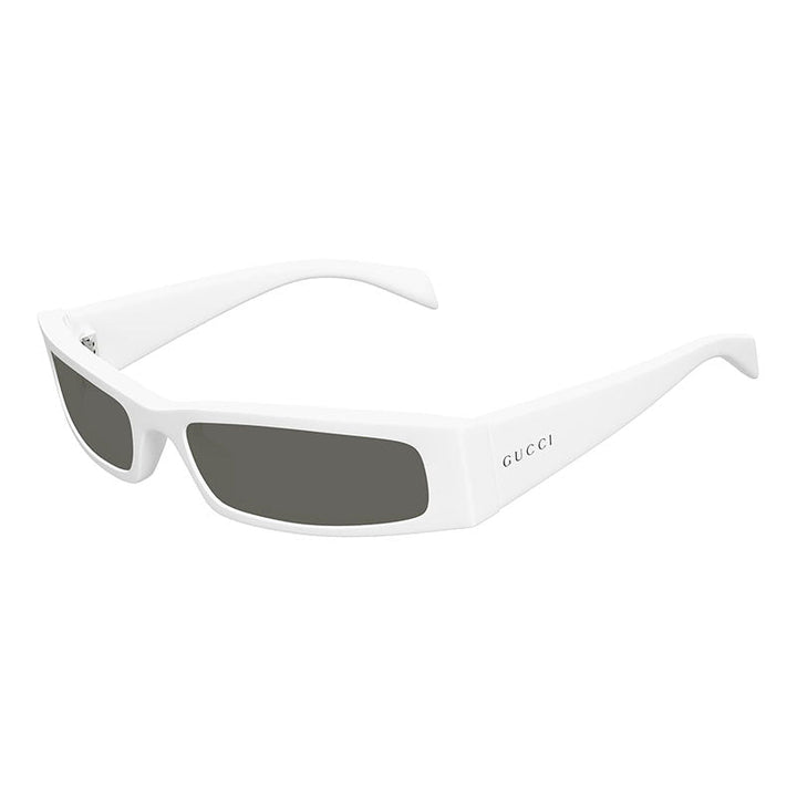 Gucci Sunglasses Rectangle Full Rim, Solid White Frame and Solid Grey Lens GG1778SA002