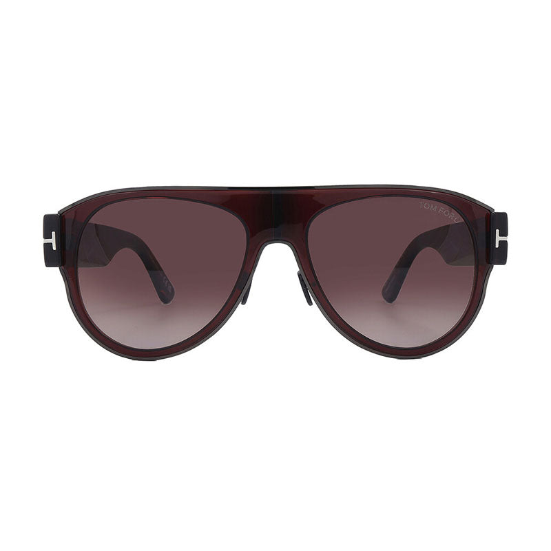 Tom Ford Sunglasses Aviator Full Rim, Shiny Dark Brown Frame and Gradient Bordeaux Lens FT107448T