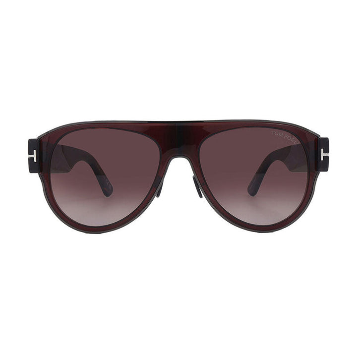 Tom Ford Sunglasses Aviator Full Rim, Shiny Dark Brown Frame and Gradient Bordeaux Lens FT107448T