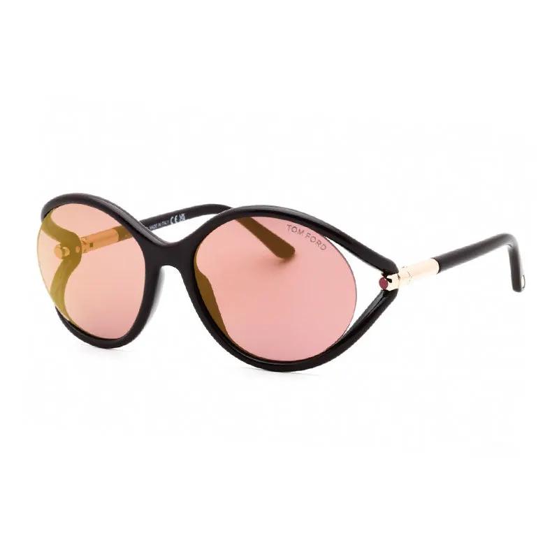 Tom Ford Sunglasses Geometric Semi Rim, Shiny Dark Brown Frame And Rose Brown Lens Ft109048Z