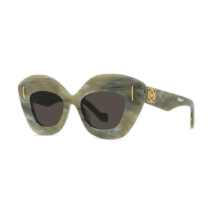 Loewe Sunglasses Cat Eye Full Rim, Green Marble Frame and Brown Lens LW40127I60E