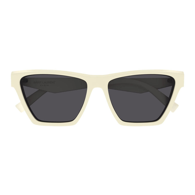 Saint Laurent Sunglasses Cat Eye Full Rim, Shiny Ivory Frame and Black Lens SLM103007