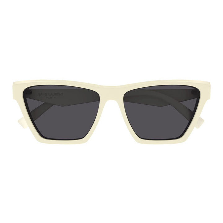 Saint Laurent Sunglasses Cat Eye Full Rim, Shiny Ivory Frame and Black Lens SLM103007