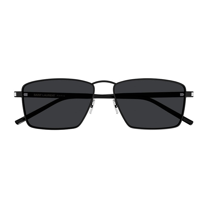 Saint Laurent Sunglasses Square Full Rim, Black/Silver Frame and Grey Lens SL700001