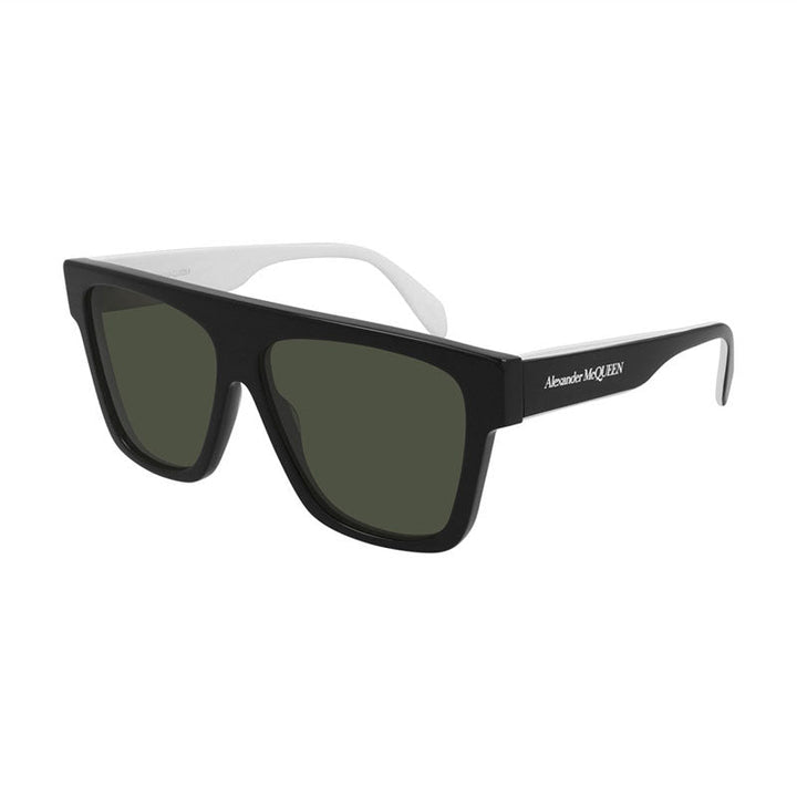Alexander McQueen Sunglasses Square Full Rim, Black Frame and Green Lens AM0302S003