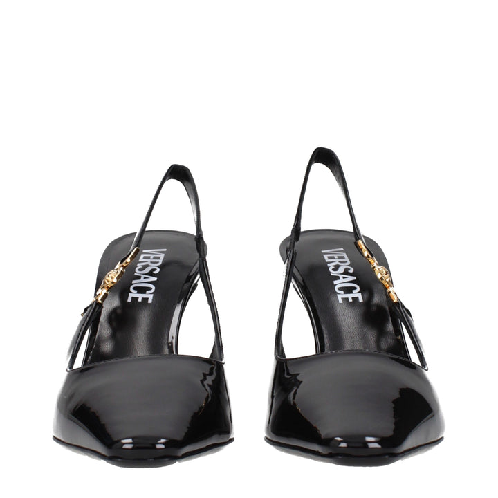 Versace Black Leather High Heel Pumps
