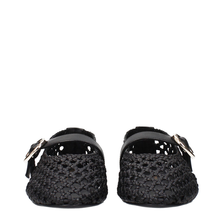 Stuart Weitzman Black Leather Ballet Flats