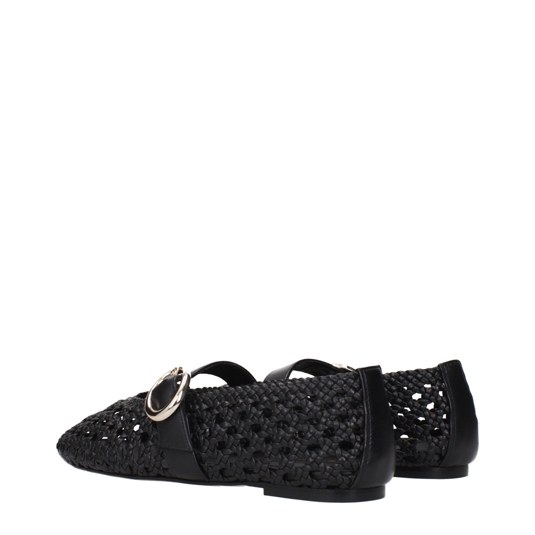 Stuart Weitzman Black Leather Ballet Flats