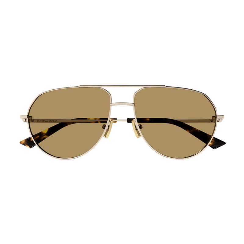 Bottega Veneta Sunglasses Aviator Full Rim, Gold Frame and Brown Lens BV1302S002