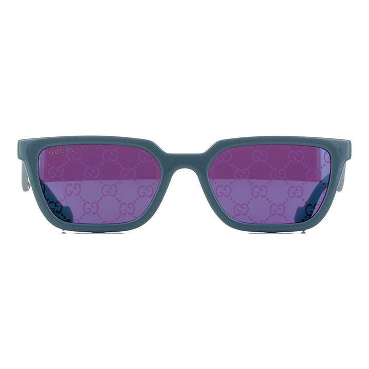 Gucci Sunglasses Square Full Rim, Light Blue Frame and Violet/Light Blue Mirror with GG Pattern Lens GG1539S003