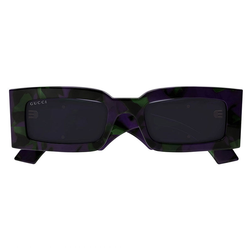 Gucci Sunglasses Rectangle Full Rim, Big Spotted Purple And Green Havana Frame and Grey Lavander Lens GG1425S003