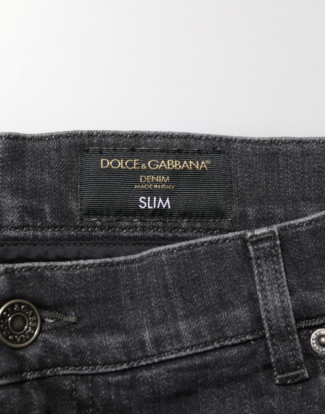 Dolce &amp; Gabbana Black Cotton Slim Fit Distressed Ripped Logo Jeans by Dolce &amp; Gabbana outlet now on sale