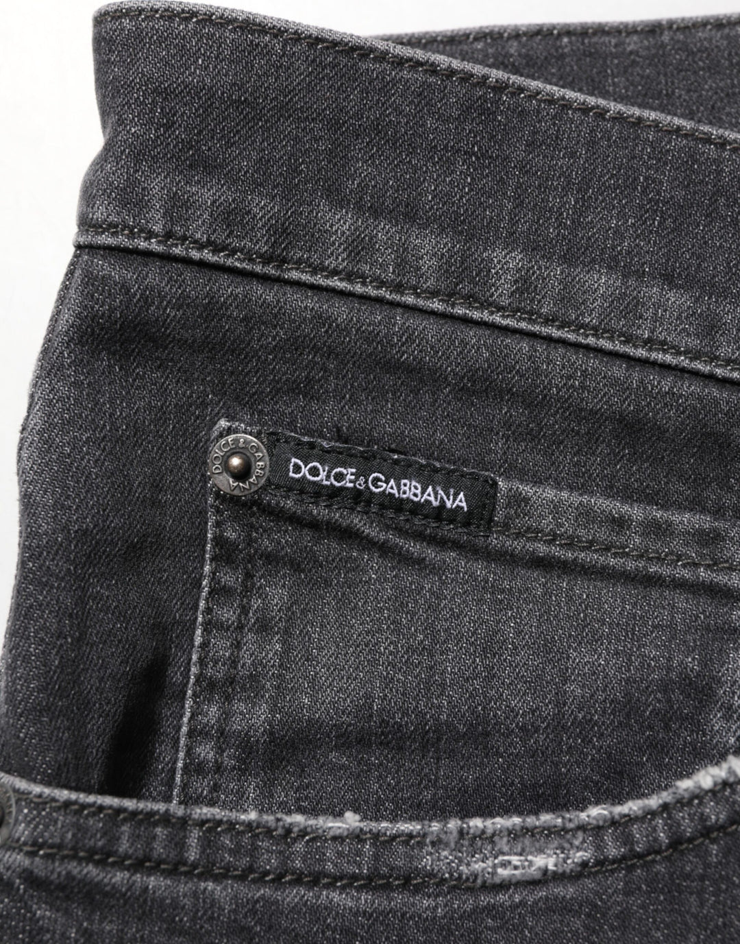 Dolce &amp; Gabbana Black Cotton Slim Fit Distressed Ripped Logo Jeans by Dolce &amp; Gabbana outlet now on sale