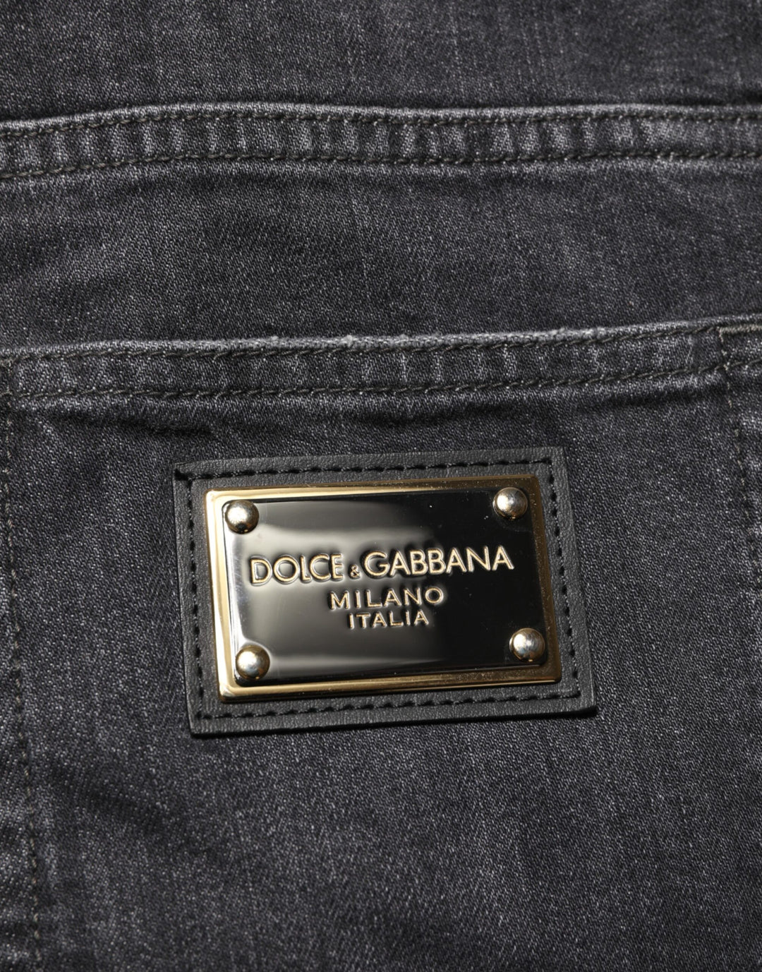 Dolce &amp; Gabbana Black Cotton Slim Fit Distressed Ripped Logo Jeans by Dolce &amp; Gabbana outlet now on sale