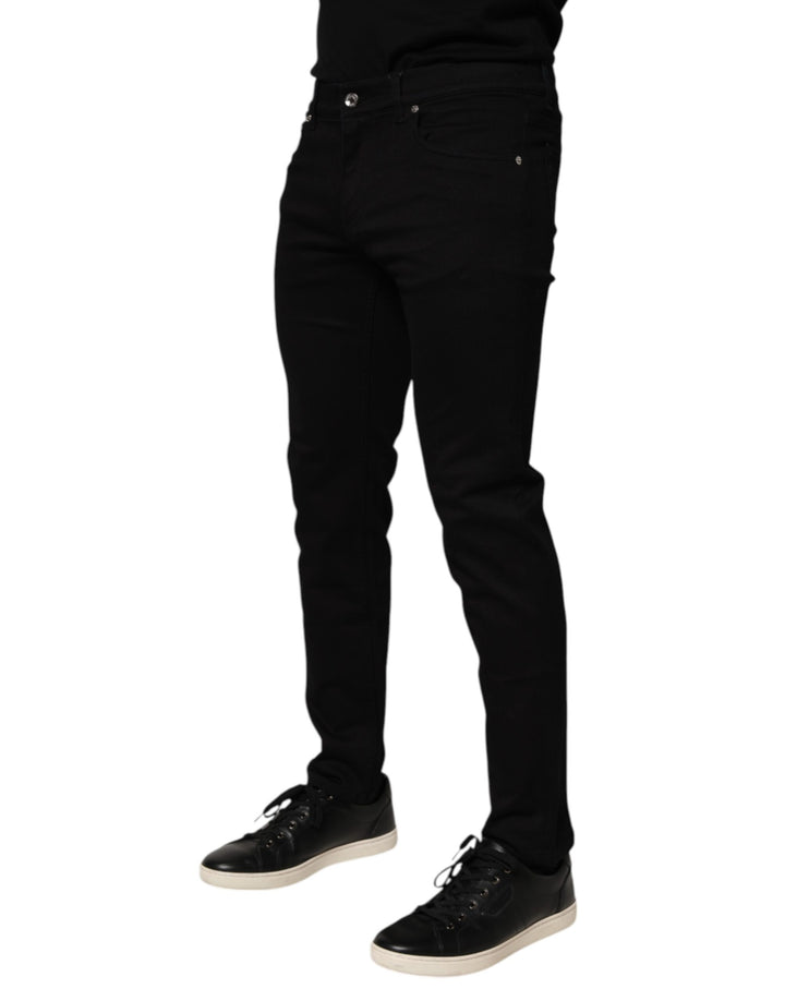 Dolce &amp; Gabbana Sample Sale Dolce &amp; Gabbana Black Cotton Blend Skinny Men Trouser Pants - | Designer outlet