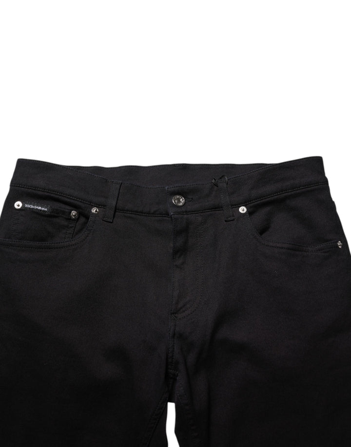 Dolce &amp; Gabbana Sample Sale Dolce &amp; Gabbana Black Cotton Blend Skinny Men Trouser Pants - | Designer outlet