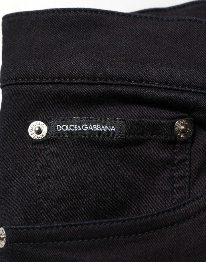 Dolce &amp; Gabbana Sample Sale Dolce &amp; Gabbana Black Cotton Blend Skinny Men Trouser Pants - | Designer outlet