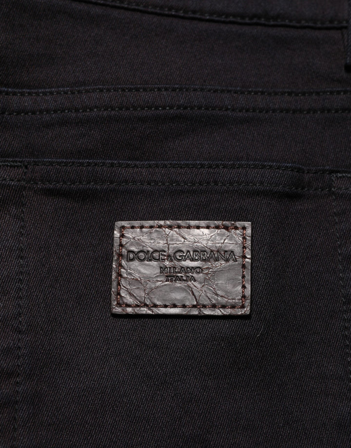 Dolce &amp; Gabbana Sample Sale Dolce &amp; Gabbana Black Cotton Blend Skinny Men Trouser Pants - | Designer outlet