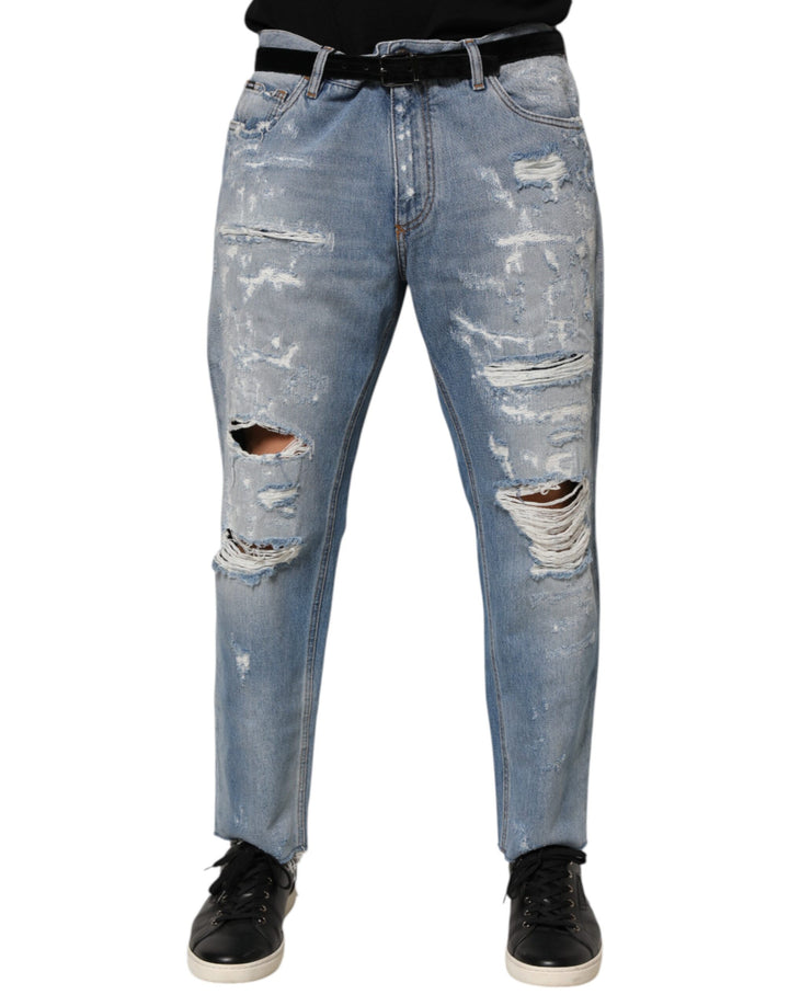 Dolce &amp; Gabbana Sample Sale Dolce &amp; Gabbana Blue Distressed Ripped Denim Pants Jeans - | Designer outlet