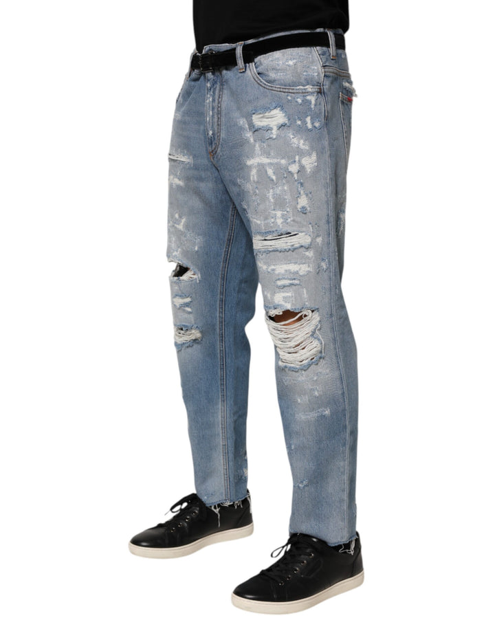 Dolce &amp; Gabbana Sample Sale Dolce &amp; Gabbana Blue Distressed Ripped Denim Pants Jeans - | Designer outlet