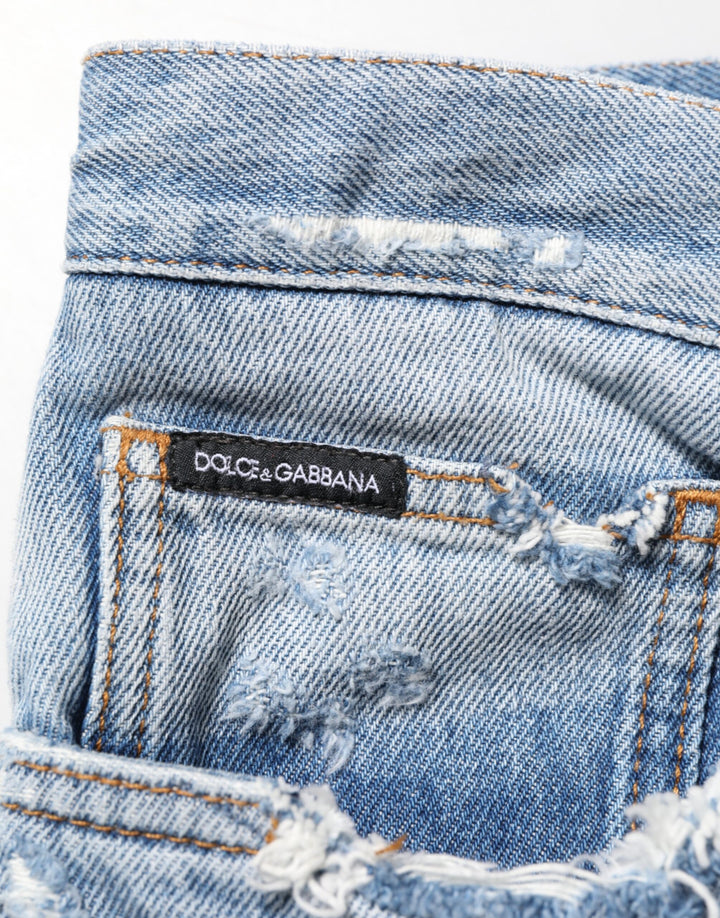 Dolce &amp; Gabbana Sample Sale Dolce &amp; Gabbana Blue Distressed Ripped Denim Pants Jeans - | Designer outlet