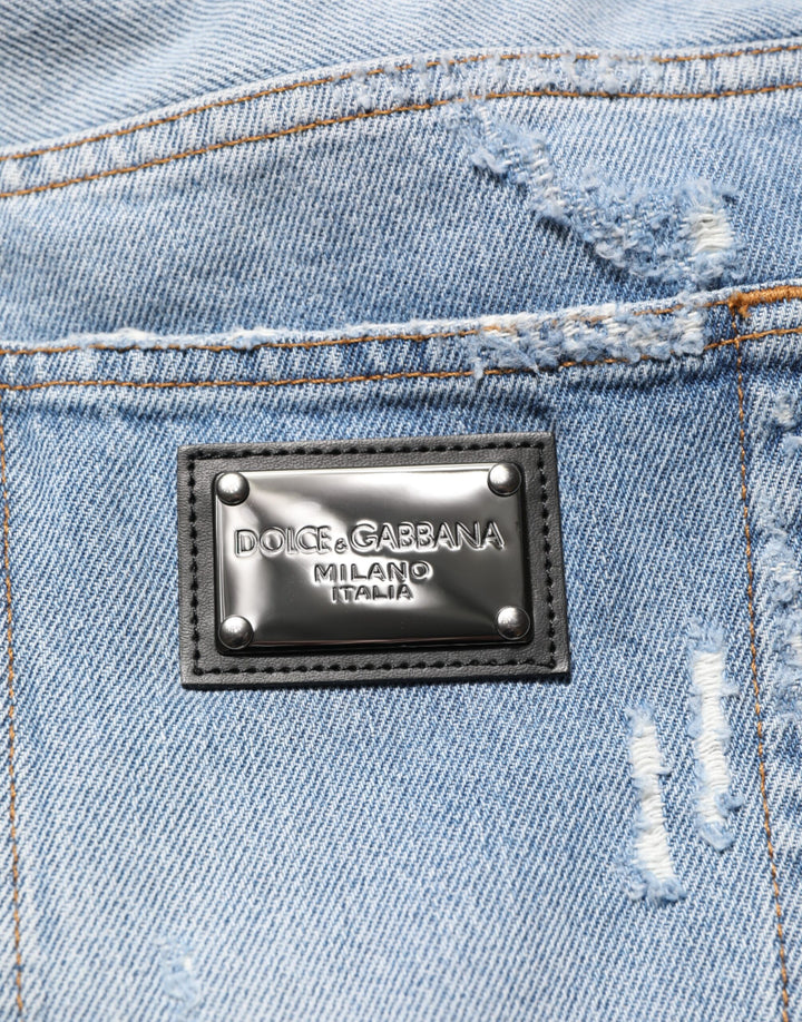 Dolce &amp; Gabbana Sample Sale Dolce &amp; Gabbana Blue Distressed Ripped Denim Pants Jeans - | Designer outlet
