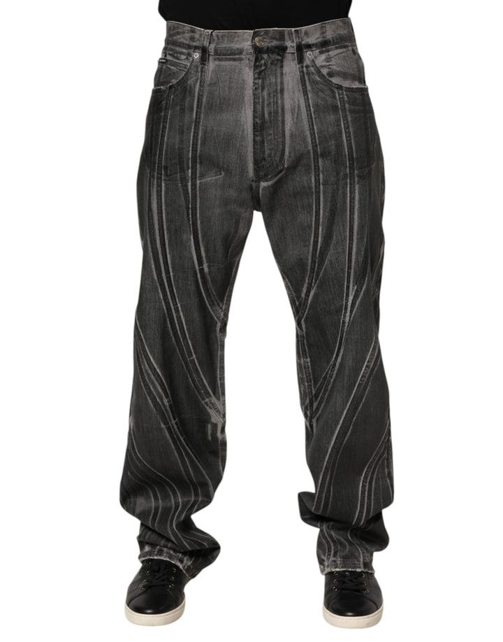 Dolce &amp; Gabbana Sample Sale Dolce &amp; Gabbana Black Grey Graphic Print Denim Pants Jeans - | Designer outlet