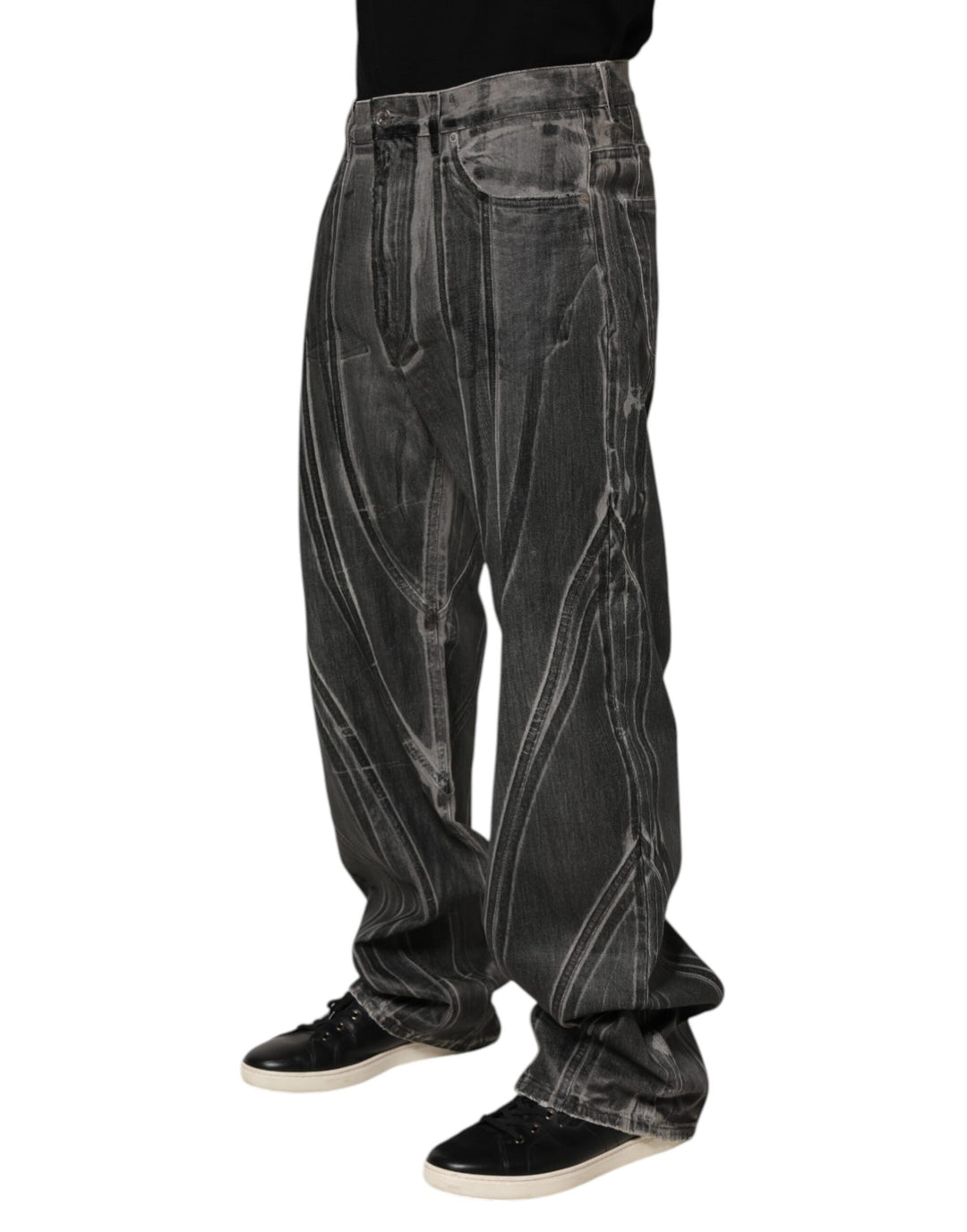 Dolce &amp; Gabbana Sample Sale Dolce &amp; Gabbana Black Grey Graphic Print Denim Pants Jeans - | Designer outlet