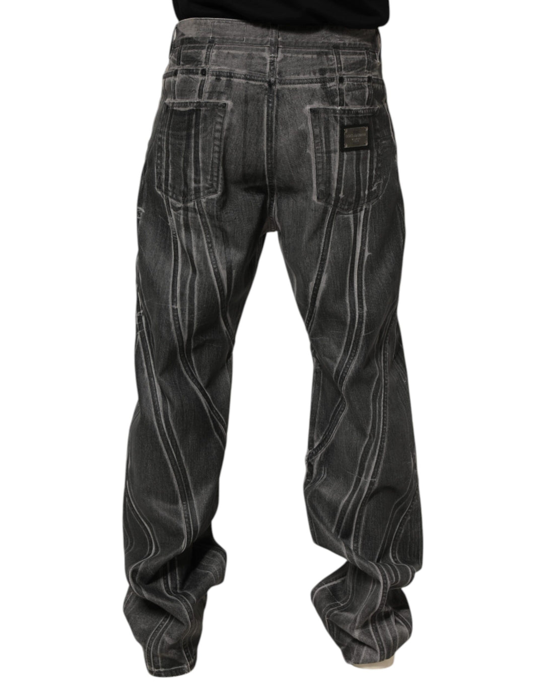 Dolce &amp; Gabbana Sample Sale Dolce &amp; Gabbana Black Grey Graphic Print Denim Pants Jeans - | Designer outlet